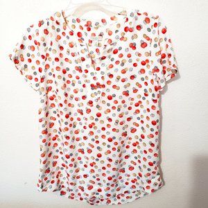 Talbots V Front Neck Short Sleeve Blouse Size Small Petite